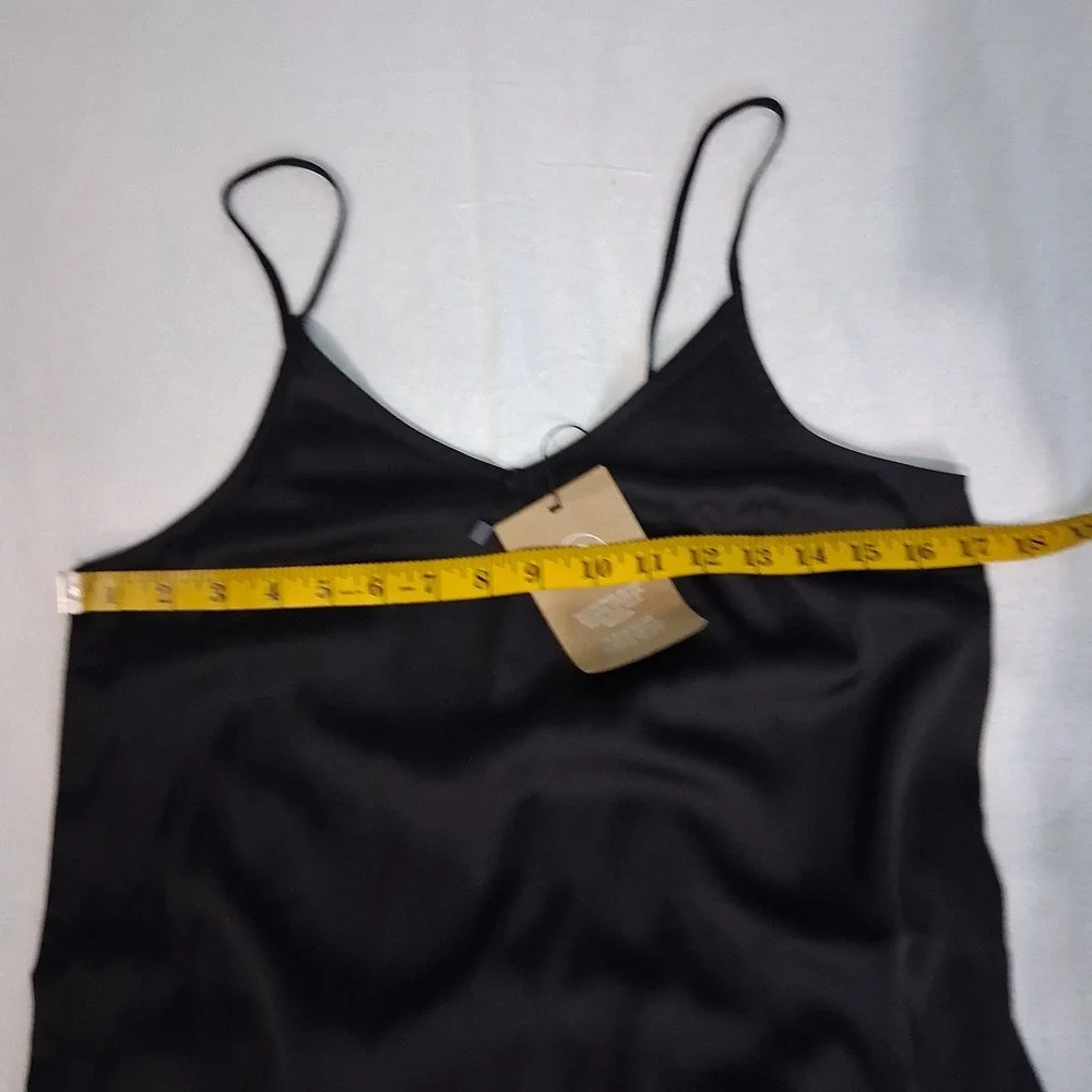 Vero Moda Black Matte Satin Adjustable Spaghetti Strap Maxi Dress Single Tier XS